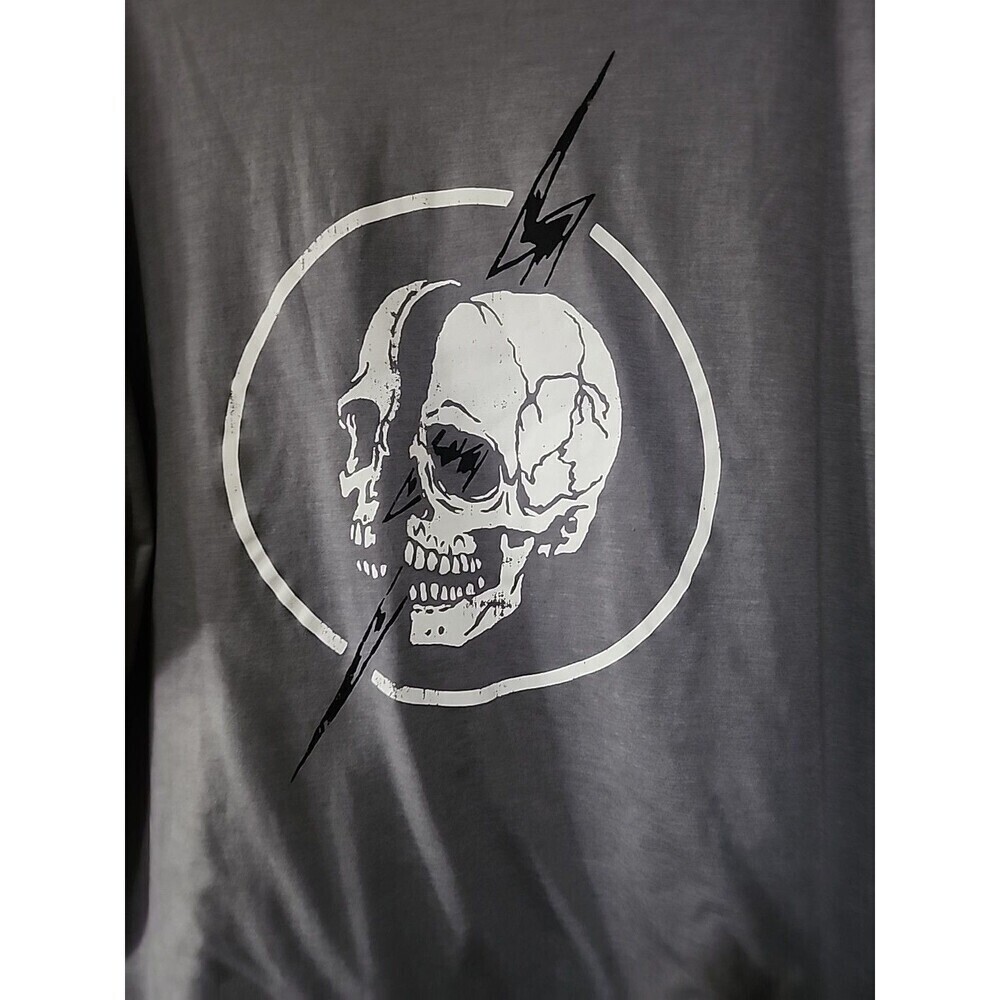 New Shok‎ Skull Lightning bolt Men's T-Shirt XL Streetwear Grunge Excellent B15